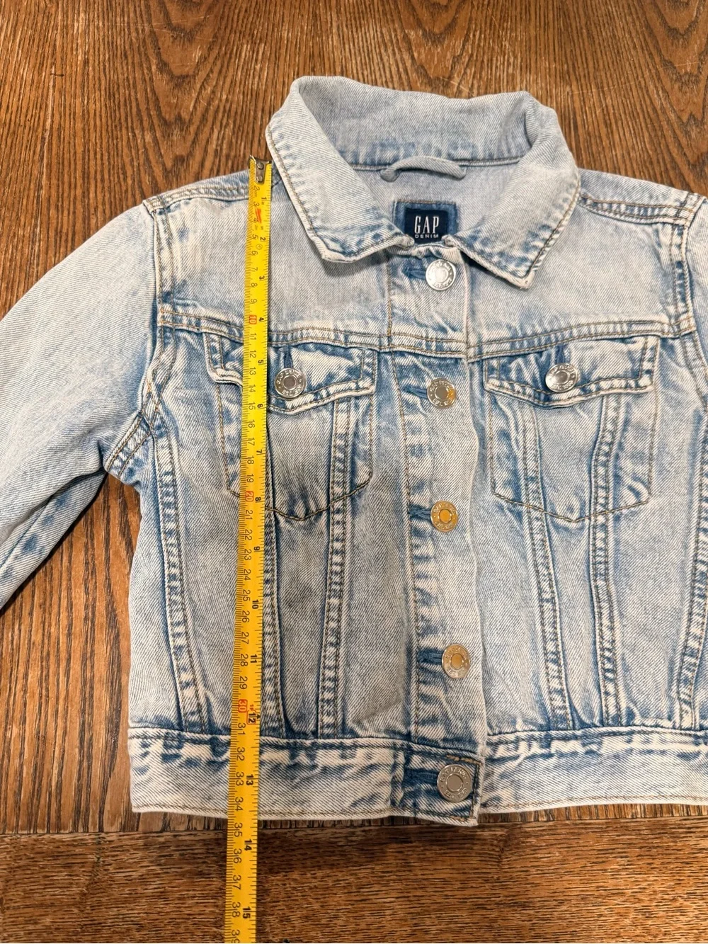 GAP Light Wash Denim Jacket with Multicolor Sequin Rainbow